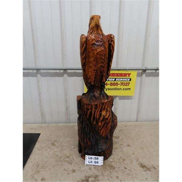 Carved Eagle on Post 32.5" tall 