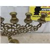Image 5 : 7 Spot Candelabra - Solid Brass, 2 Single Candle Wall Holders - Brass