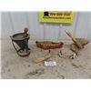 Image 1 : 2 Small Birch Bark Canoes, 1 Larger Canoe, Carved Duck,