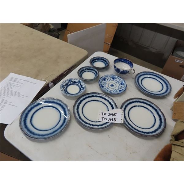 9 Flow Blue China Pieces