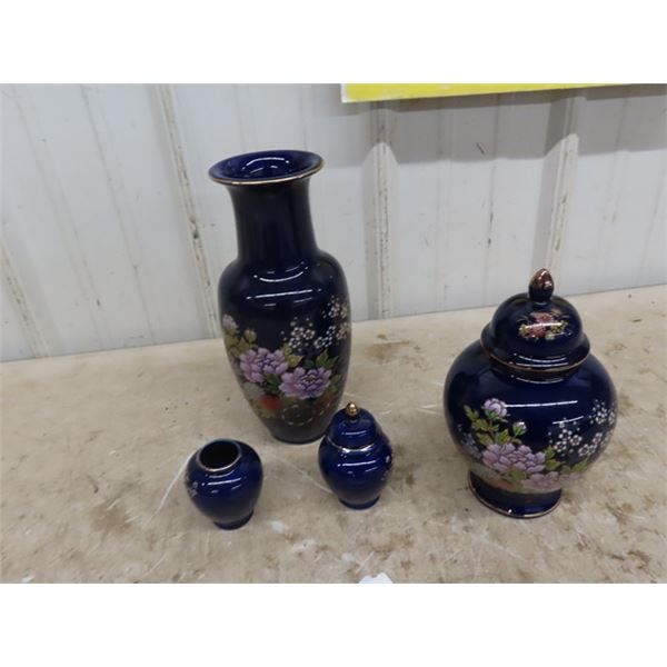 Cobalt with Inlay Urns + Vases