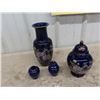 Image 1 : Cobalt with Inlay Urns + Vases