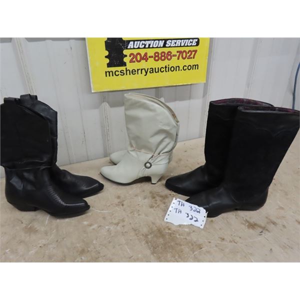 Inook Black Boot Sz 7, Henri Pierce Black Cowboy Boots Sz 6.5, 