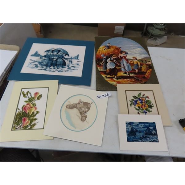 5 pc of Needle Point - Biggest 15" X 19" 