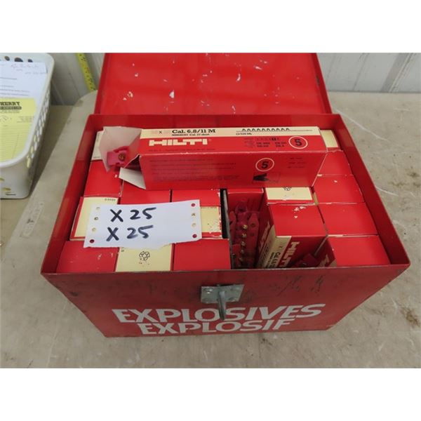 Metal Explosives Box 8"x8" x 12" with 26 Boxes Hilti 