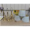 Image 1 : 3 Brass Plated Lamps with Shades 26" Tall 