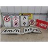 Image 1 : 7 Assorted Street Signs - No Parking, 3 Way, KM/H