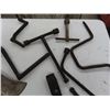 Image 5 : Assorted Axe Heads, T-Wrench, Tire Wrenches, Machete 