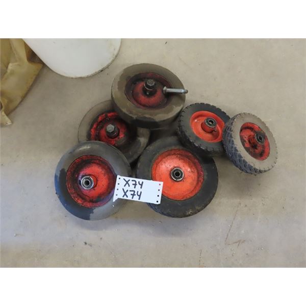 Bucket with Assorted Utility Wheels; (4) 8" + (2) 6" with 