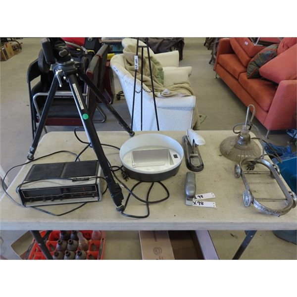 Optex Tripod, Clock Radio, Staplers, Lamp Parts + more … 