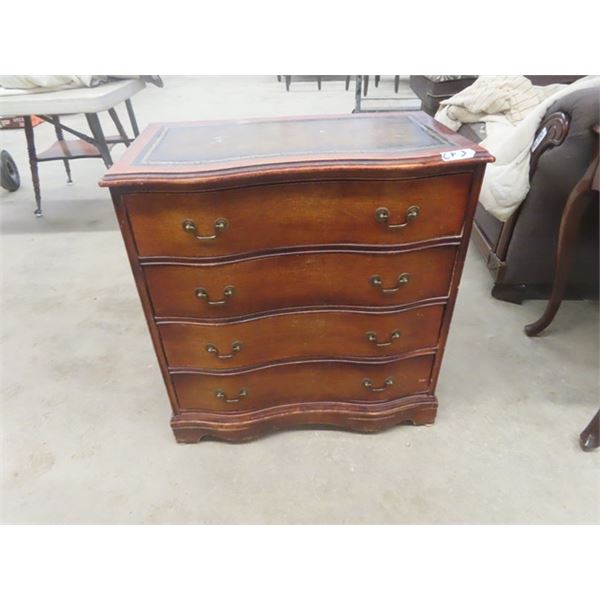 4 Drawer Night Stand with Leather Inlay + 