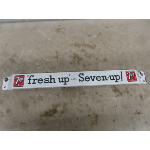 Vintage 7Up Porcelain Door Bar 3" x 31" 