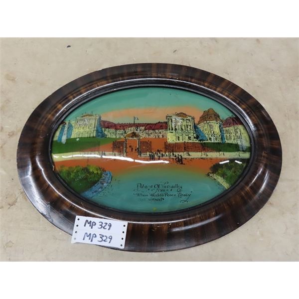 Oval Reverse Glass Painted Palace or versailles 