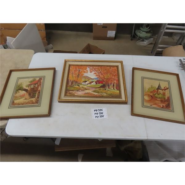 2 Framed Water Color Pictures - Oil on Canvas