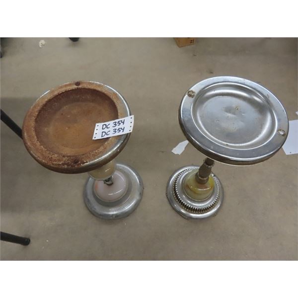 2 Chrome Ashtray Stands - some Damage- Great