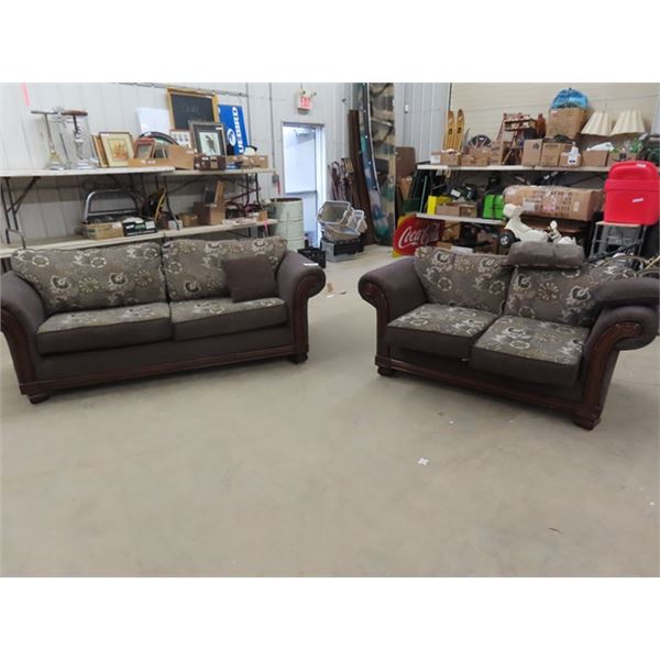 Modern Cloth 90" Couch + Love Seat with Wood