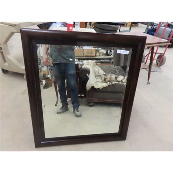 Wood Framed Bevelled Mirror 34" x 38" 