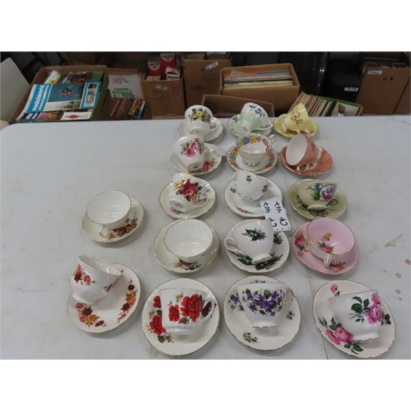 17 Cup + Saucer Pairs; Queen Anne, Regina, Royal 