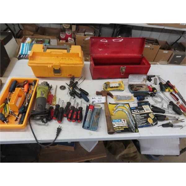 2 Tool Boxes with Contents ; Screwdrivers, Punches, 