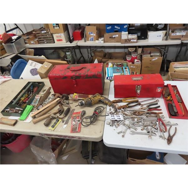 2 Metal Tool Boxes with Odds n Ends of Tools ; 