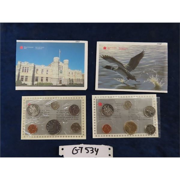 (2) 1987 + 1988 Royal Canadian Mint Uncirculated Coin Sets 