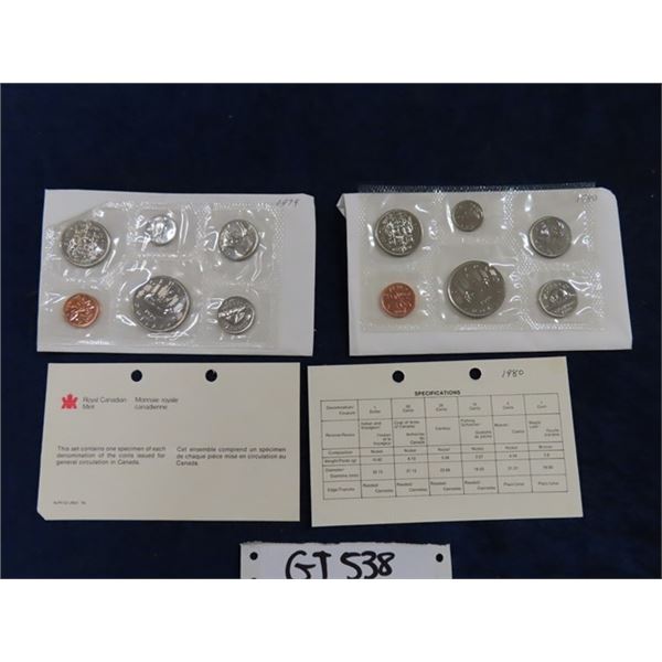 (2) 1979 + 1980 Royal Canadian Mint Uncirculated