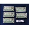 Image 1 : (5) 1967 Canada $1.00 Paper Bills 