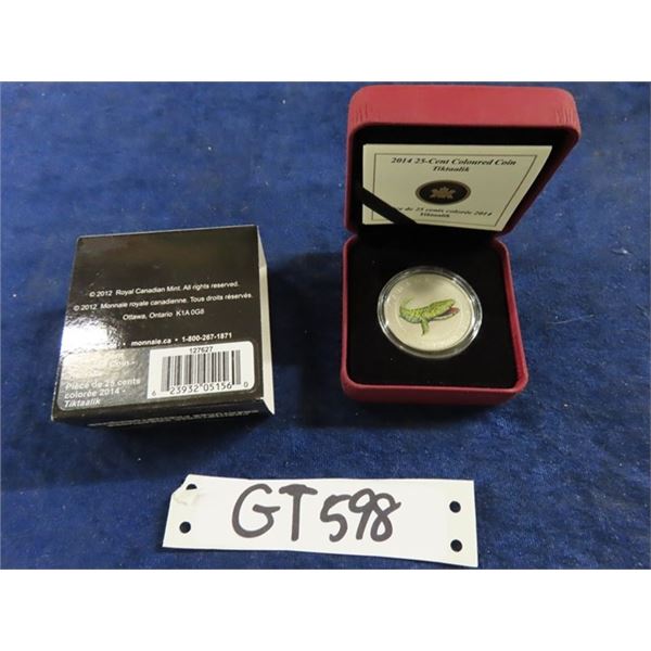 2014 25 Cent Colored Coin Canada Prehistoric