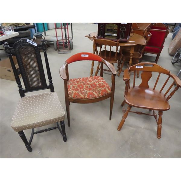 3 Assorted Chairs - 2 with Upholstered Seats - 