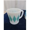 Image 2 : 4 Fire King Coffee Mugs - 3 with Diamonds, 