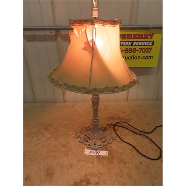 Vintage Cast Iron Table Lamp with Shade - Shade 