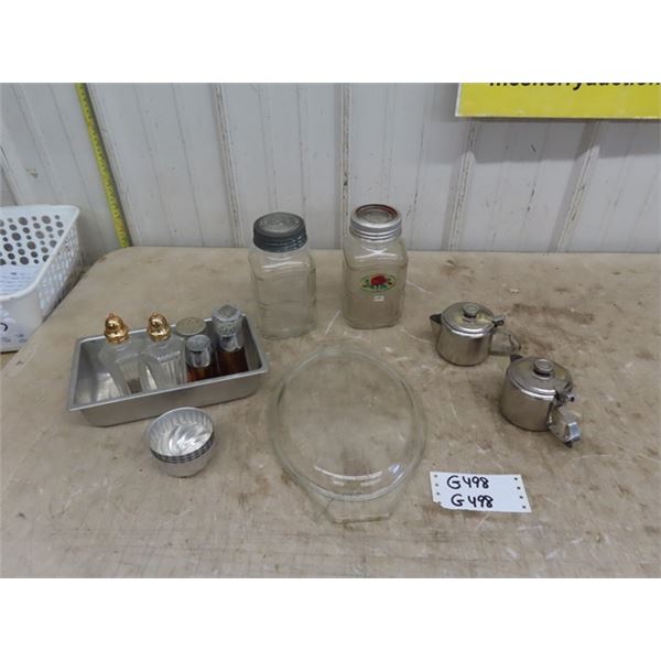 2 Vintage Glass Jars - Coffee?, 2 Chrome 