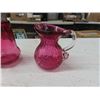 Image 5 : 3 Colored Glass Bowls, Cranberry Glass, Small Hand Grinder,