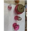 Image 7 : 3 Colored Glass Bowls, Cranberry Glass, Small Hand Grinder,