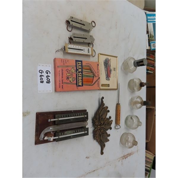 Glass Burners, Coke Ice Pick, Case Thermometer, Hanging 