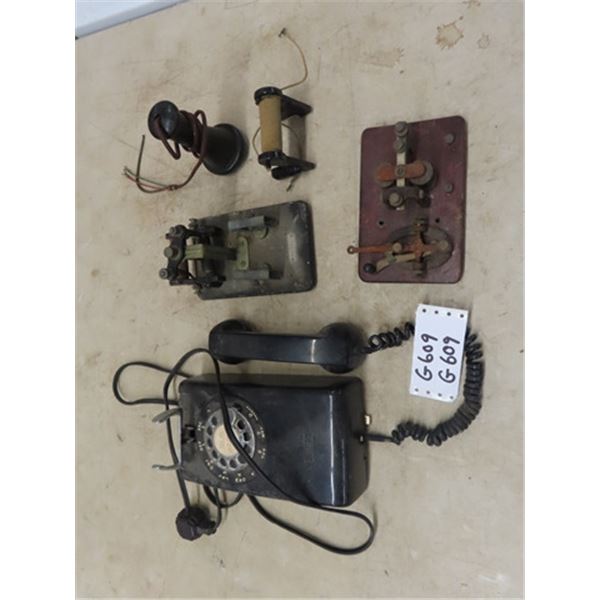 Vintage Black Rotary Wall Phone -Other Phone Parts, 