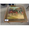 Image 1 : Vintage Folding Card Table with Fox Hunt? Graphics 26.5" x 30" x 30" 
