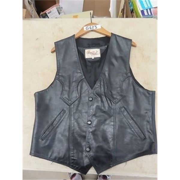 Genuine Leather Black Vest Sz Lg