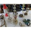 Image 3 : Assorted Lamp Parts ; Heavy Brass Wall Scone, Table Lamp Bases, 