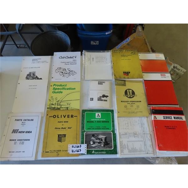 15 Assorted Tractor + Equipment Manuals; Allis Chalmers,