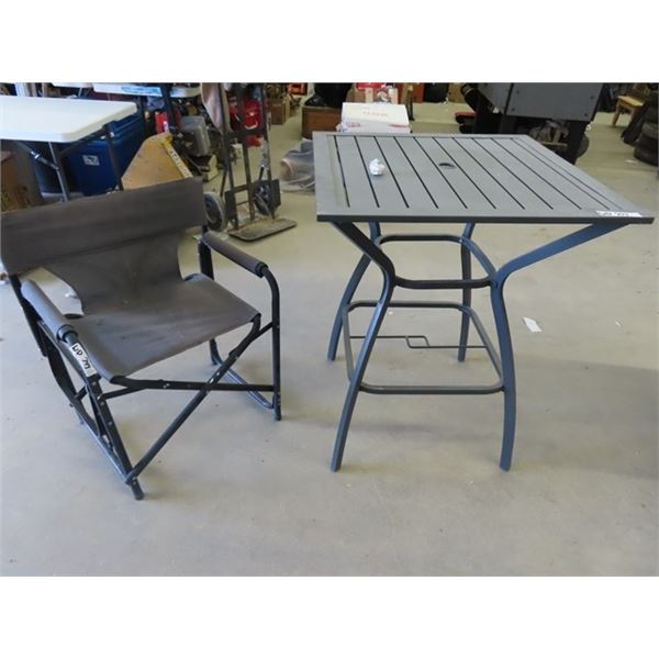 Folding Leg Director's Chair + Bistro Table