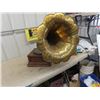 Image 1 : Vintage Brass Gramophone Horn with Gramophone, 24" Across Horn End 26" Long