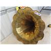 Image 2 : Vintage Brass Gramophone Horn with Gramophone, 24" Across Horn End 26" Long