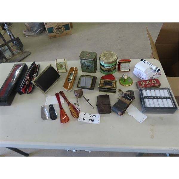 Clocks, Tins, Clothes Brush, plus more