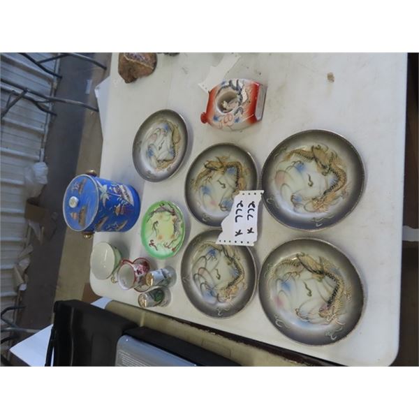 Moriaji Dragon Ware ; ishes, Tea Cups, Salt + Pepper Shakers, 
