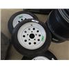 Image 2 : (3) 4.80-12 Trailer Tires + Rims - 5 Hole 
