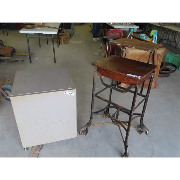 Typewriter Stand - Industrial Look + Metal Cabinet