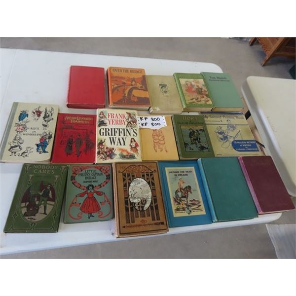 Old Hard Cover Books including Alice in Wonderland 