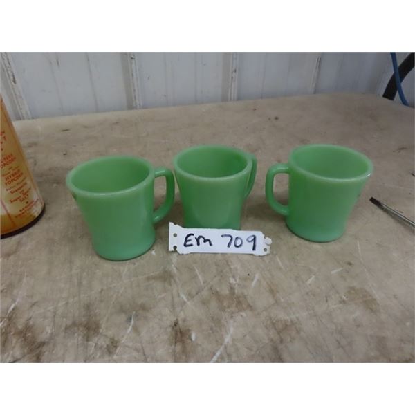 3 Fire King Jadeite Cups