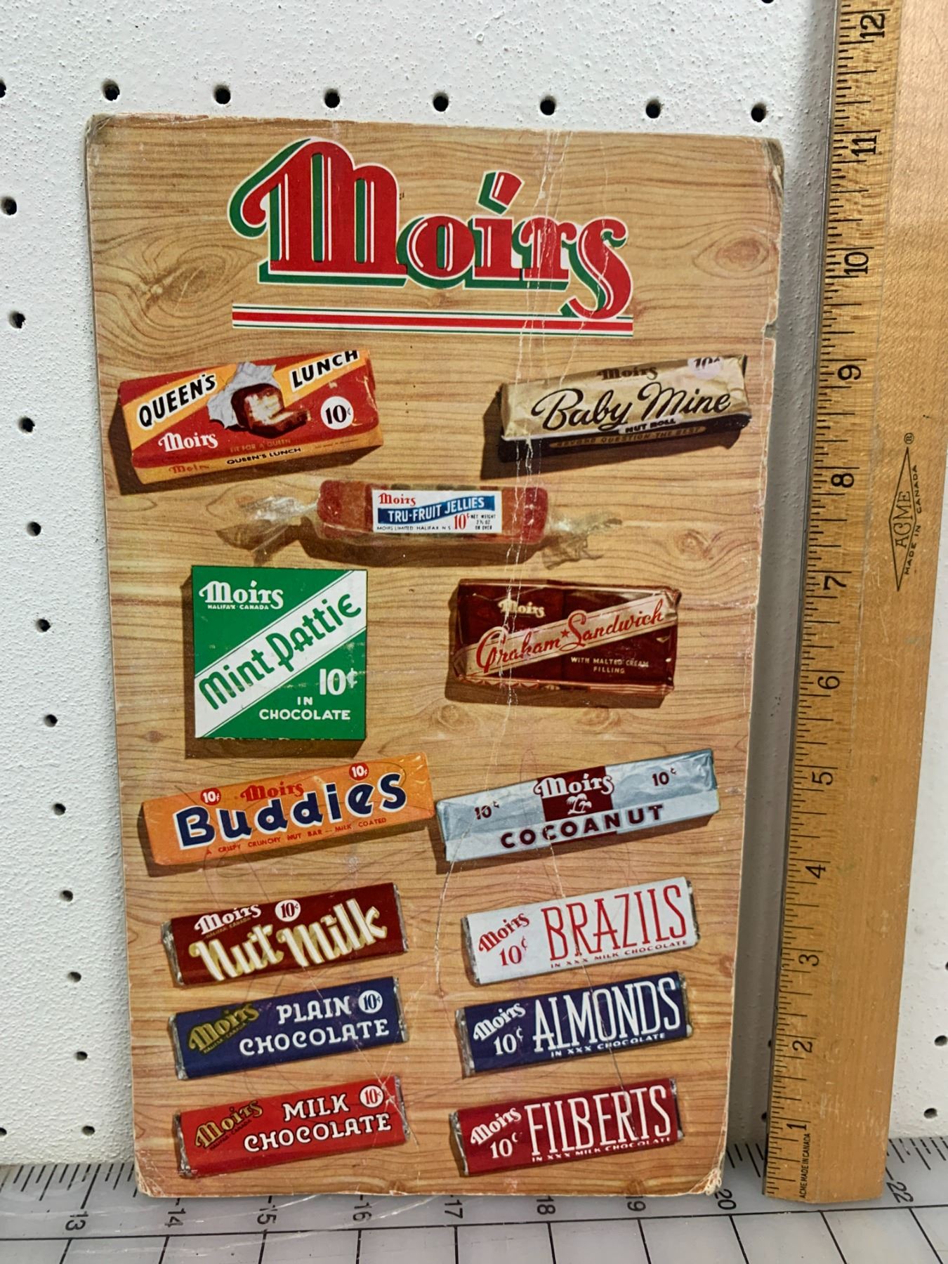 VINTAGE MOIRS ADVERTISING CHOCOLATE CANDY CARDBOARD DISPLAY INSERT SIGN ...